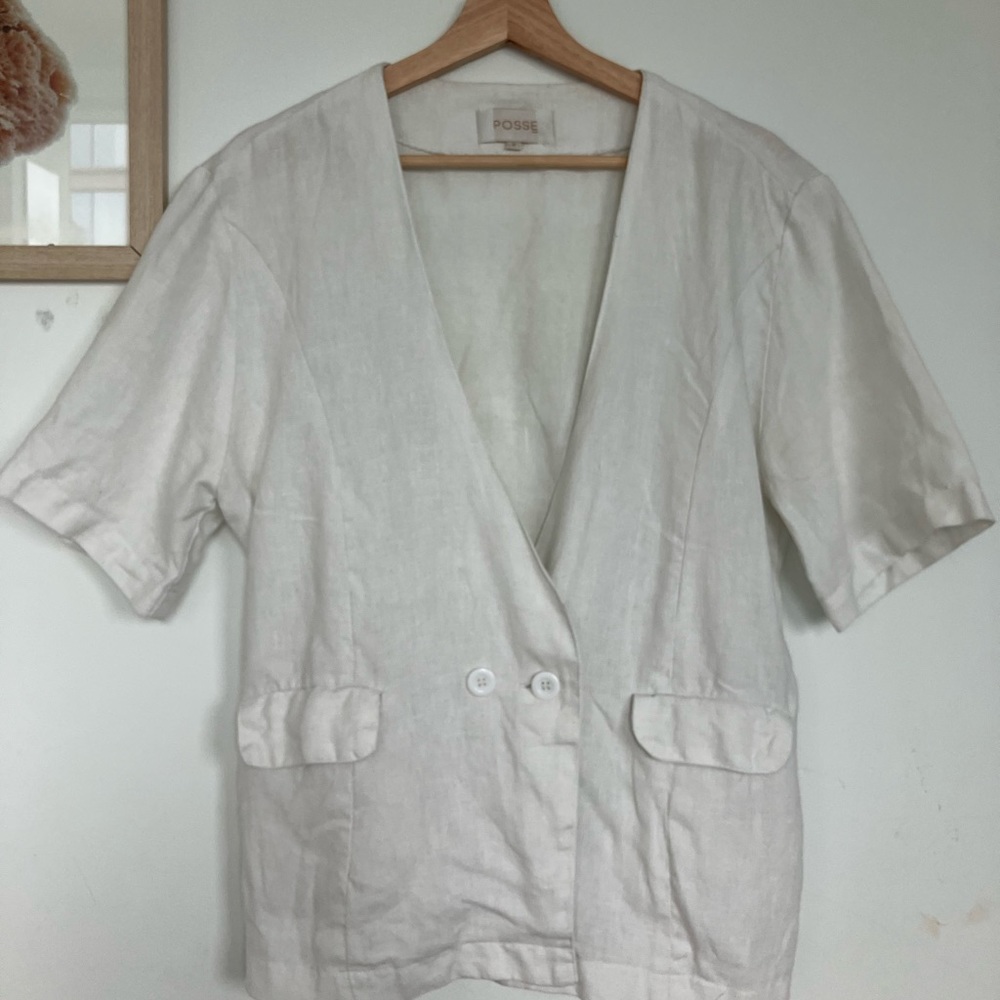 POSSE 100% linen white top